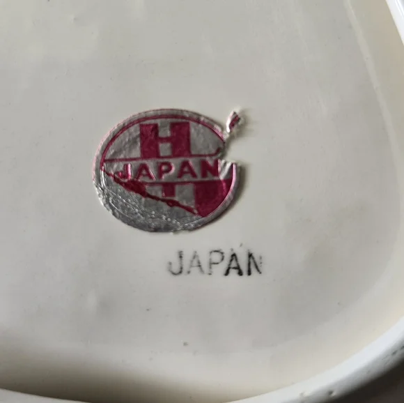 Vintage Japan Ceramic Christmas Tree Dish Blue Bell Pink Bow Hand Painted 10" - Picture 2 of 10